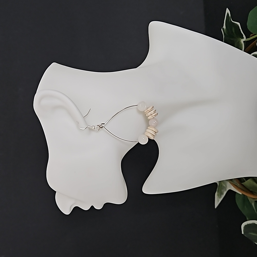 White Agate Stone Wire Earrings